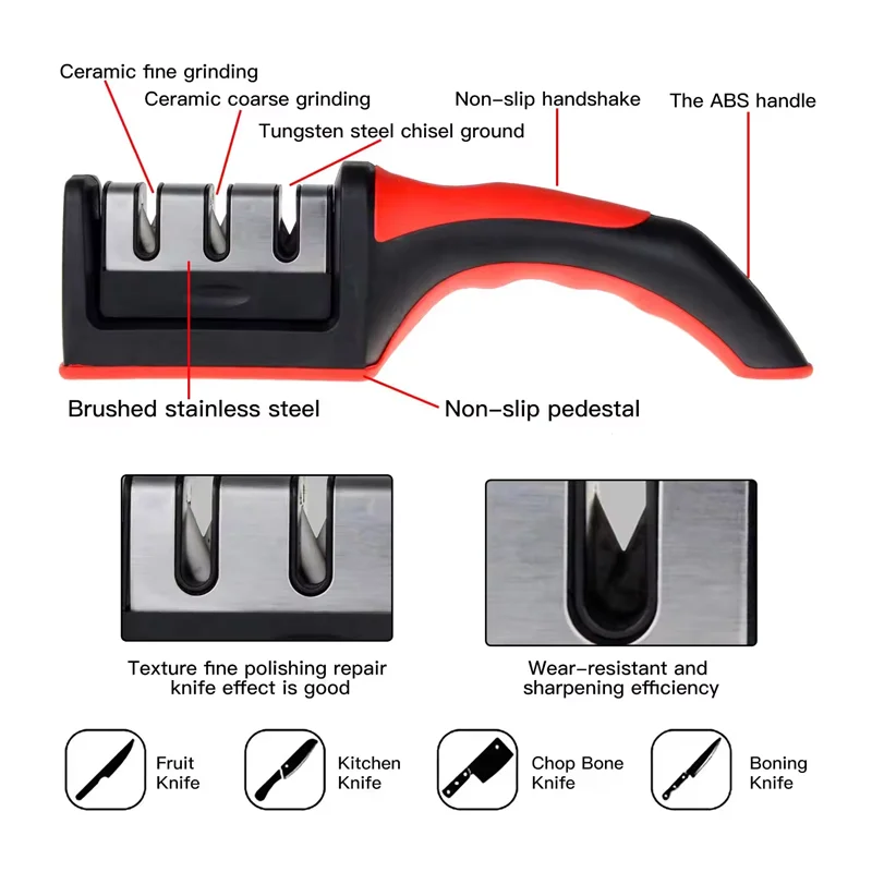 Professional 3-in-1 Ergonomic Knife Sharpener - The Urban Vogue